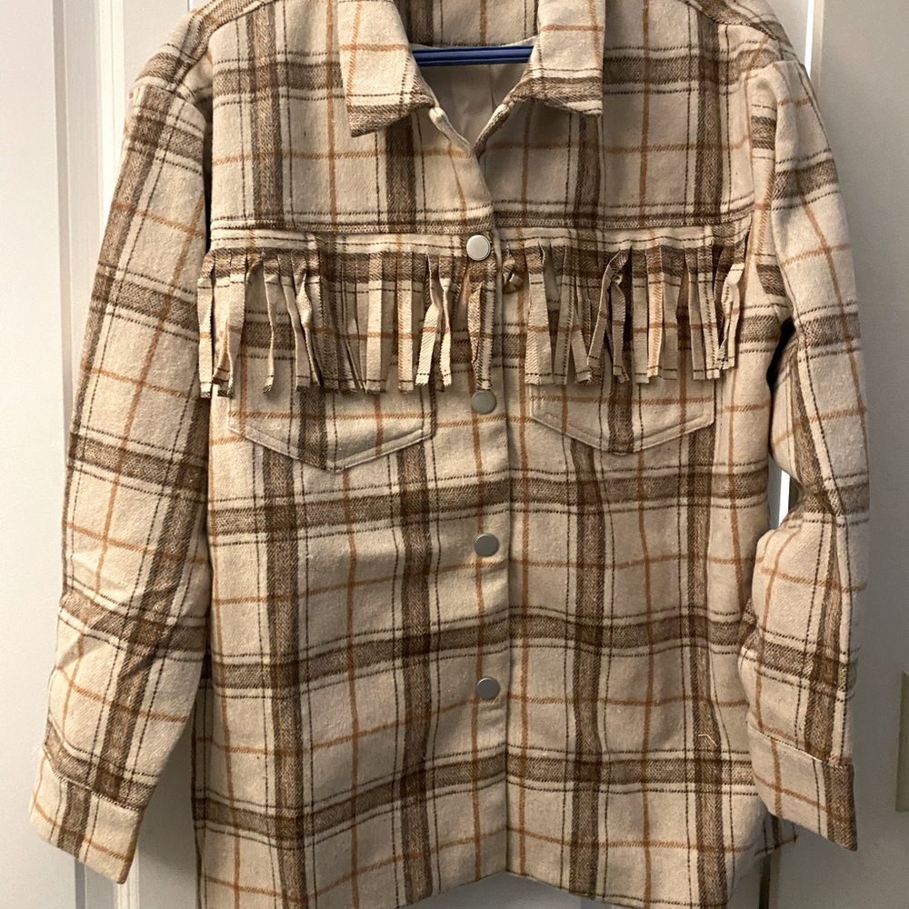 Neutral coloured shacket